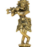 गैलरी व्यूवर में इमेज लोड करें, Brass Engraved Krishna with Flute 5.5 in