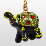 गैलरी व्यूवर में इमेज लोड करें, Elephant Lacquered Keychains with Stonework Set of 4 (Assorted Colors)