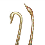 गैलरी व्यूवर में इमेज लोड करें, Brass Swan Set Small with Colourful Engraving (Set of 2) - 18 in