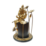 गैलरी व्यूवर में इमेज लोड करें, Brass Ganesha on Wood Base with Flower 19 in
