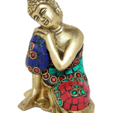 Load image into Gallery viewer, Brass Stonework Resting Buddha 3.75 in