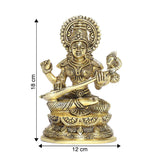 Load image into Gallery viewer, Brass Engraved Saraswati with Round Base 7 in