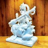Load image into Gallery viewer, Marble Saraswati Sitting on Lotus 24 in