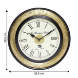 Load image into Gallery viewer, Wooden Vintage Wall Clock with Brass Floral Engraving 12 in