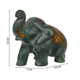 गैलरी व्यूवर में इमेज लोड करें, Brass Green Tone Carved Elephant 4 in x 5 in