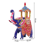 Load image into Gallery viewer, Metal Enamel Handpainted Elephant Ambari Big 5 in