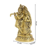 Load image into Gallery viewer, Brass Engraved Radha Krishna with Base 5.5 in