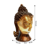 Load image into Gallery viewer, Brass Buddha Head in Golden &amp; Brown Finish 6 in