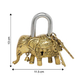 गैलरी व्यूवर में इमेज लोड करें, Brass Elephant Design Lock with Key 4.5 in x 5 in