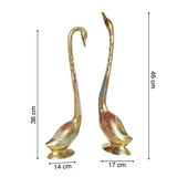 Load image into Gallery viewer, Brass Swan Set Small with Colourful Engraving (Set of 2) - 18 in