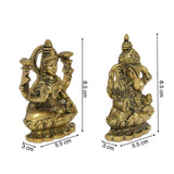 गैलरी व्यूवर में इमेज लोड करें, Brass Ganesh and Laxmi Pair on Lotus 3.5 in