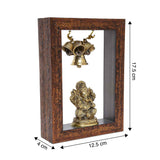 Load image into Gallery viewer, Wooden Temple Frame With Ganesha Sitting on Base 5 in x 7 in