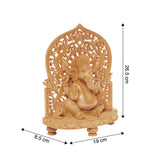 गैलरी व्यूवर में इमेज लोड करें, Whitewood Handcarved Ganesh with Floral Jaali Pattern 10 in
