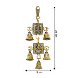 Load image into Gallery viewer, Brass Ganesh &amp; Laxmi Temple Bell Wall Hanging with 5 Bells