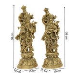 Load image into Gallery viewer, Brass Engraved Radha Krishna Pair 15 in