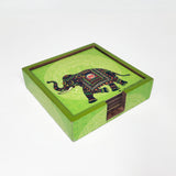 Load image into Gallery viewer, Signature Elephant Square Coasters with Holder (Set of 4)