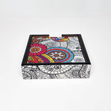 Load image into Gallery viewer, Doodle Mandala Square Coasters with Holder (Set of 4)