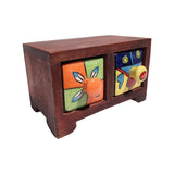 Afbeelding in Gallery-weergave laden, Wooden Chest with 2 Ceramic Drawers