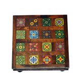 गैलरी व्यूवर में इमेज लोड करें, Wooden Chowki with Tiles Small (Assorted Design)