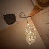 Load image into Gallery viewer, Brass Bookmark Peacock Feather