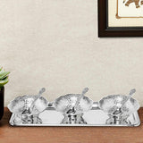 Load image into Gallery viewer, Brass Tray, Bowl and Spoon Set in Silver Plating (Set of 7)