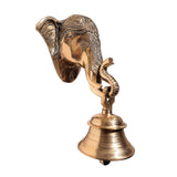 Load image into Gallery viewer, Brass Wall Hanging Elephant Mask with Bell 9 in