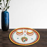 Load image into Gallery viewer, Marble Plate for Puja with Handpainted Ganesh and Two Diyas 9 in