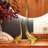 Afbeelding in Gallery-weergave laden, Brass Swan Set Big with Colourful Engraving (Set of 2) - 24 in