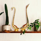 Load image into Gallery viewer, Brass Swan Set Small with Colourful Engraving (Set of 2) - 18 in
