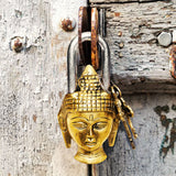Load image into Gallery viewer, Brass Buddha Head Lock and Key 6 in
