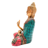 Load image into Gallery viewer, Brass Sitting Buddha with Stonework 6 in