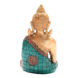 Load image into Gallery viewer, Brass Sitting Buddha with Stonework 6 in