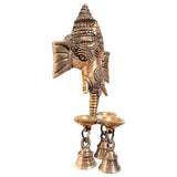 गैलरी व्यूवर में इमेज लोड करें, Brass Wall Hanging Ganesh Mask with Deepak 8 in