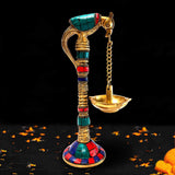 गैलरी व्यूवर में इमेज लोड करें, Brass Stonework Parrot Oil Lamp 7.5 in