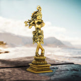Load image into Gallery viewer, Brass Engraved Krishna with Flute 5.5 in