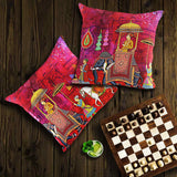 Load image into Gallery viewer, King Procession Satin Cushion Covers - 16 in x 16 in - Set of 2