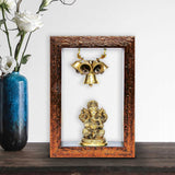 Afbeelding in Gallery-weergave laden, Wooden Temple Frame With Ganesha Sitting on Base 5 in x 7 in