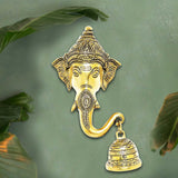 Afbeelding in Gallery-weergave laden, Brass Engraved Ganesh Mask with Bell 6 in