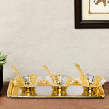 Load image into Gallery viewer, Brass Tray, Bowl and Spoon Set in Silver and Gold Plating