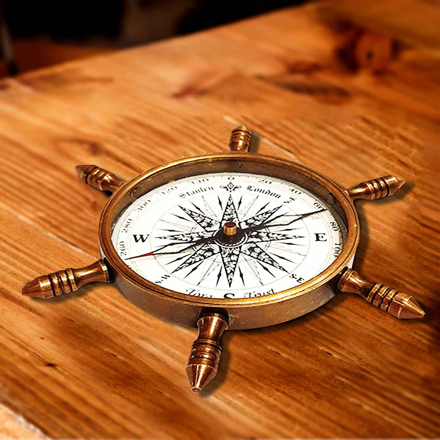 The Bombay Store Brass Small Compass (Assorted Prints)