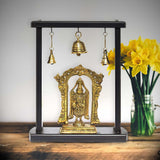 गैलरी व्यूवर में इमेज लोड करें, Brass Engraved Balaji in Wooden Temple Frame with Bells