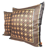 Load image into Gallery viewer, Ajrakh Brown Satin Cushion Cover - 16 in x 16 in - Set of 2