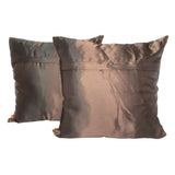 Afbeelding in Gallery-weergave laden, Ajrakh Brown Satin Cushion Cover - 16 in x 16 in - Set of 2