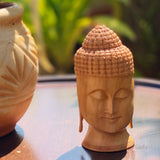 Load image into Gallery viewer, Whitewood Handcarved Buddha Head 5 in