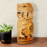 Load image into Gallery viewer, Whitewood Handcarved Undercut Ambari Elephant 8 in